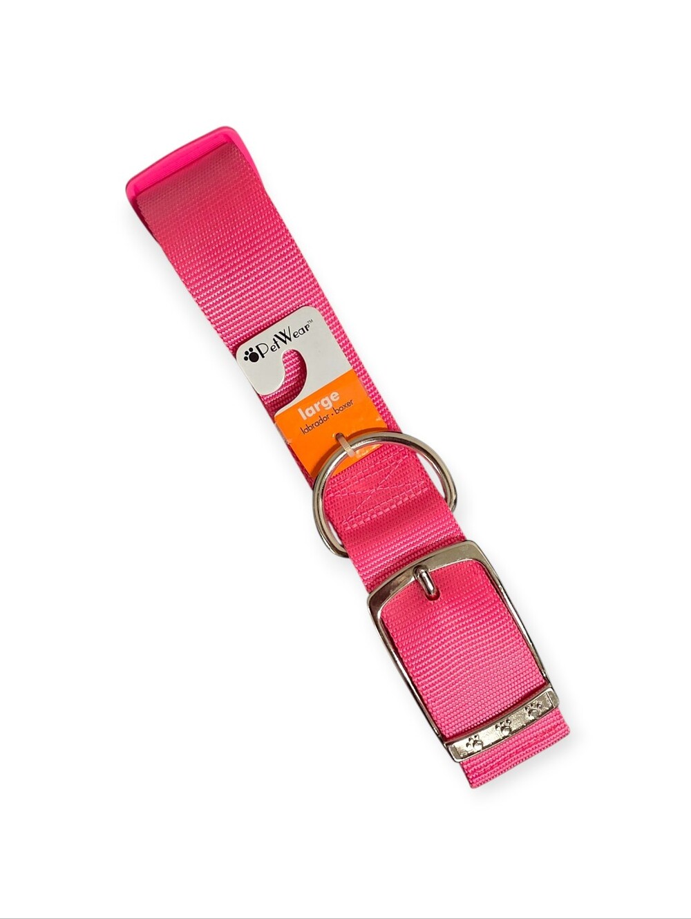 NWT PetWear Hot Pink Nylon Dog Collar Metal Buckle Large